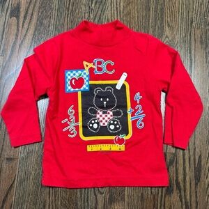 Vintage Healthtex red abc long sleeve high neck kids shirt 4T